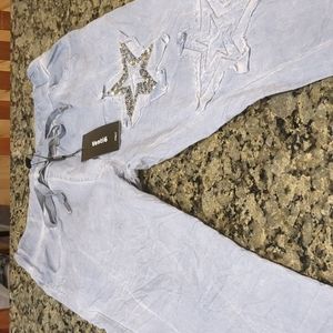 Venti 6 Darcy Star Sequin Crinkle Jogger Denim Blue S